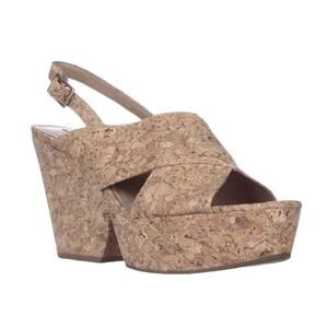 Diane von Furstenberg Liberty Wedge Sandals Natural Cork 9.5